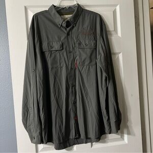 Duck Camp Shirt Mens Sz XXL Green Hunting Shooting 100% Nylon Vented Outdoor EUC